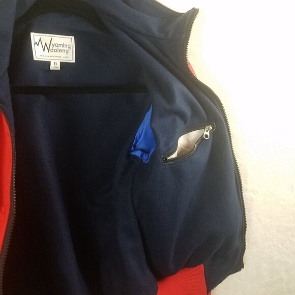 Jacket outerwear Wyoming woolens women's 8 red black woolen lining pocketed - Picture 10 of 15